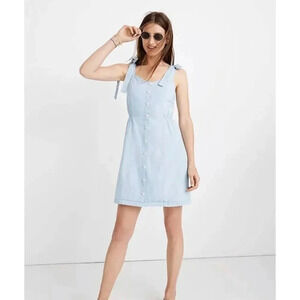 Madewell Denim Tie-Strap Button-Front Sundress in Morley Wash Size 00 